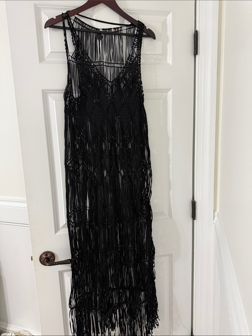 Diesel Black Fringe Crochet Maxi Dress - Women OS